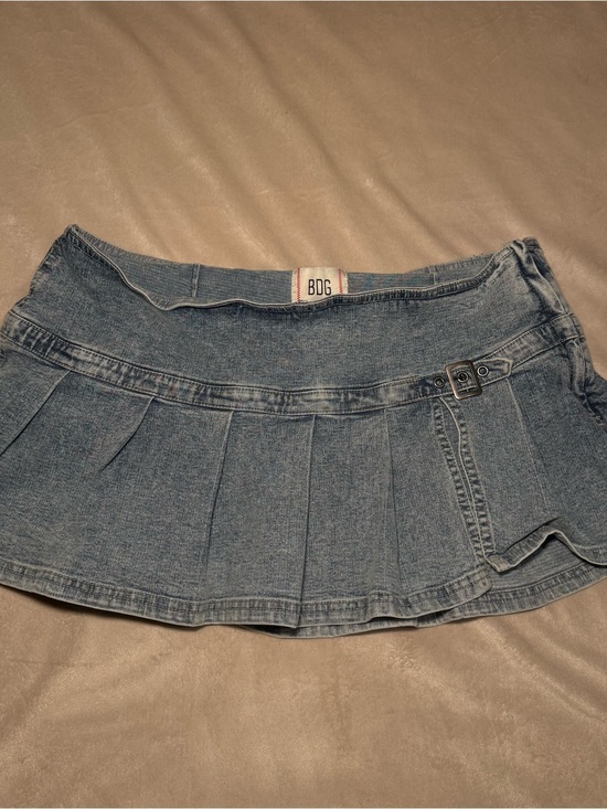 BDG Dresses & Skirts - BDG Y2K Washed Blue Denim Pleated Micro Skirt with Side Buckle